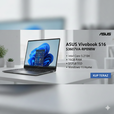 ASUS Vivobook S16 S3607VA-RP098W Intel Core 5 210H 16GB 512GB SSD Windows 11 Home SKLEP KOZIENICE RADOM